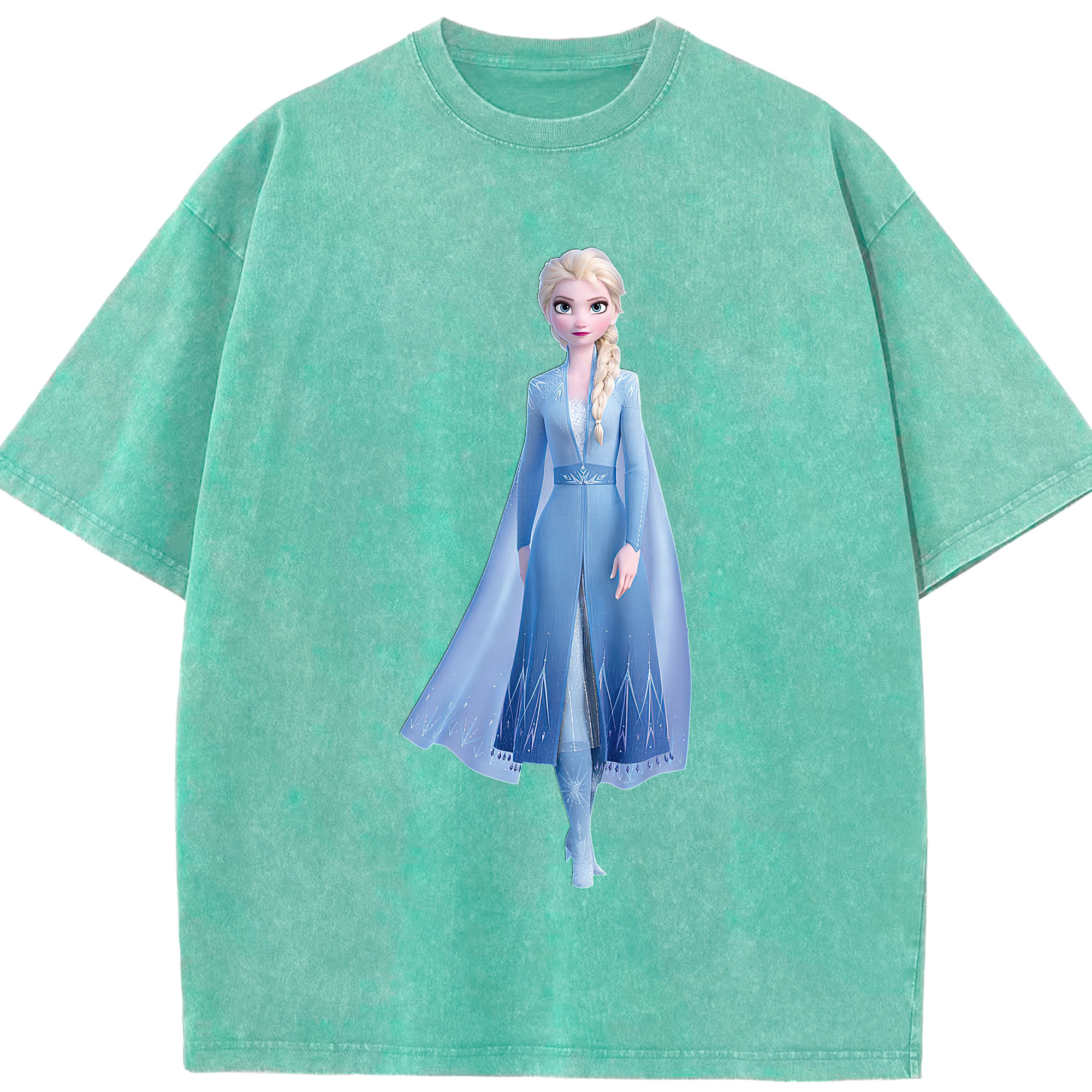 （画像用） アナと雪の女王 アンナ エルサ Frozen Anna Elsa 綿100% ヴィンテージ風 半袖Tシャツ（フロントプリント）